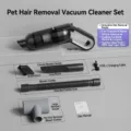 Portable pet hair vacuum cleaner set with various nozzles and Type-C cable - Electric Pet Hair Vacuum / Black