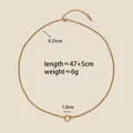 Collier chaîne Rollo plaqué or avec pendentif anneau, longueur 47+5cm, poids 6g - Chaîne de Perles Artificielles Rondes Uniquement Avec Anneau Fermoir