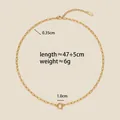 Élégant collier chaîne trombones doré pour femme, longueur 47+5cm, fermoir anneau - Chaîne Trombone avec Anneau Ouvert Seule (Sans Pendentif)