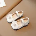 Stylish white princess shoes for girls with elegant mesh bow and soft sole - EU 21 / White