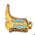 Goldener Edelstahl-Cowboy-Stiefel-Anhänger mit hellblauem Emaille-Charme für DIY - 14mm Stil / Blau