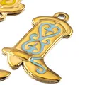 Goldener Edelstahl-Stiefelanhänger mit hellblauem Emaille-Detail für DIY-Schmuck - 15mm (5 Stk.) / Blau