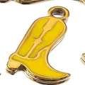 Leuchtend gelber Cowboy-Stiefel-Anhänger aus Edelstahl für DIY-Schmuckherstellung - 11mm (5 Stück/Packung) / Gelb