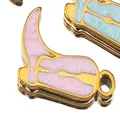 Rosa Emaille-Stiefelanhänger aus vergoldetem Edelstahl für DIY-Schmuckherstellung. - 11mm (5 Stück/Packung) / Rosa