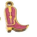 Detaillierter Anhänger Cowboystiefel Edelstahl mit rosa Emaille-Inlay und edler Gold-Optik - 11mm (5 Stück/Packung) / Rot