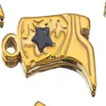 Goldener Stiefel-Anhänger aus Edelstahl mit schwarzem Stern-Emaille für DIY-Schmuck. - Stern-Stil / 5 Stück / Schwarz