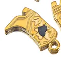 Goldener Edelstahl-Stiefelanhänger mit schwarzem Herz-Emaildetail für DIY-Schmuck - Herz-Stil / 5 Stück / Schwarz