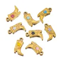 Set aus Edelstahl Cowboy-Stiefel Anhängern mit bunten Emaille-Sternen für Schmuckherstellung. - Stern-Stil / 5 Stück / Gold