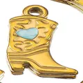 Exquisiter goldener Cowboystiefel-Anhänger mit blauem Herz aus Emaille für DIY-Schmuck - Herz-Stil / 5 Stück / Grün