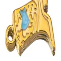 Detailansicht eines vergoldeten Edelstahl-Stiefelanhängers mit blauem Emaille-Herz - Herz-Stil / 5 Stück / Blau