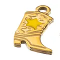 Vergoldeter Edelstahl Westernstiefel Anhänger mit gelbem Stern für DIY Schmuckherstellung - Gelber Stern Stil / 5 Stück / Gold