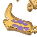 Vergoldeter Edelstahl Cowboy Stiefel Anhänger mit lila Emaille Detail für DIY Schmuck - Purple Boot Style / 14mm (5 Stück/Packung) / Lila