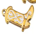 Goldener Stiefel-Anhänger aus Edelstahl mit weißer Emaille für DIY-Schmuckherstellung - 15mm Stil / 5 Stück / Weiß