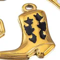 Detailansicht eines vergoldeten Edelstahl-Cowboystiefel-Anhängers mit schwarzer Emaille - 14mm Stil / 5 Stück / Schwarz
