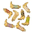 Bunte Emaille-Cowboystiefel-Anhänger aus Edelstahl für die DIY-Schmuckherstellung - 14mm Stil / 5 Stück / Gold