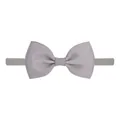 Premium light gray elastic baby nylon headband with textured grosgrain ribbon bow detail - Gray (23)