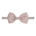 Soft elastic nylon headband for infants with a stylish mauve grosgrain ribbon bow. - Dusty Pink (823)