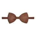 Elastic brown nylon baby headband with a matching grosgrain ribbon bow decoration - Brown (847)