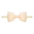 Soft peach ribbed grosgrain bow baby headband with seamless elastic nylon band - Light Apricot (815)