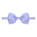 Soft lavender ribbed bow baby headband on an elastic nylon strap for infants and toddlers - Lavender (447)