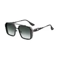 Retro square frame punk style sunglasses for men featuring a sleek dark grey metal finish - C5 Gunmetal Frame Grey Green Lens (Pre-order)