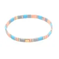 Bohemian Tila bead elastic bracelet in pink, blue and grey colorful tile beads - Simple Bohemian Stretch Bracelet (TL-B200028A) / Light Blue Pink Grey Mix