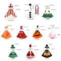 Dimensions for various holiday themed 7-inch goose costumes with hats and capes - Style A - 10-Piece Set