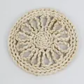 Natural hand-woven corn husk flower-shaped heat insulation placemat and table coaster - Small Divine Sunflower