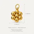 Minimalist gold-plated stainless steel flower pendant charm with dimensional bead design - Cluster Flower Pendant / Gold