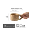 Vintage handmade brown ceramic coffee mug showing dimensions and compatibility specs - Mug (Chaxi) / 210ml / Matte Yellow