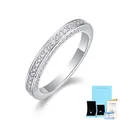 Anello eternity in argento S925 con moissanite e set regalo blu - Taglia US 9 / Anello Pavé a Mezzo Cerchio (R13130)