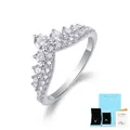 Elegante anello a V in argento sterling S925 con diverse pietre di moissanite scintillanti - Taglia US 9 / Stile Chevron a V (R13536)