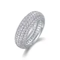 Anello di lusso in argento sterling S925 con moissanite a pavé completo scintillante - Taglia US 9 / Stile a Fascia Larga con Pavé (R13841) / Include Certificato GRA e Confezione Regalo / Argento