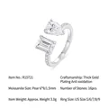 Elegante anello aperto in argento S925 con moissanite taglio pera e smeraldo - Taglia US 9 / Stile Aperto con Pietre a Pera e Rettangolari (R15721) / Include Certificato GRA e Confezione Regalo / Argento