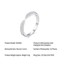 Anello aperto in argento sterling S925 con pavé di moissanite in argento - Taglia US 9 / Stile Aperto con Pavé di Piccole Pietre (R16058) / Include Certificato GRA e Confezione Regalo / Argento