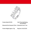 Elegante anello in argento S925 con sette moissaniti taglio marquise, taglie USA 5-9 - Taglia US 9 / Anello Stile Fila Marquise (R15756) / Con Certificato GRA e Confezione Regalo