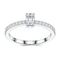 Anello in argento S925 con moissanite taglio rettangolo e accenti di zircone - Taglia US 9 / Stile Rettangolare (R17288)