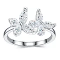 Elegante Anello in Argento S925 Moissanite con Doppio Farfalla Gioielli per Donna - Taglia US 9 / Stile a Farfalla (R17442)