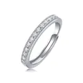 Elegante anello regolabile in argento sterling S925 con pietre di moissanite - Taglia US 5 / Stile a Fascia Regolabile (R13237) (Include certificato GRA e confezione regalo) / Argento