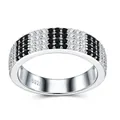 Elegante anello in argento sterling S925 con pietre di moissanite bianche e nere. - Taglia US 9 / Stile a File con Strisce Bianche e Nere (R17383) (Con Certificato GRA e Confezione Regalo) / Argento