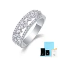 Elegante anello in moissanite in argento sterling 925 con un set regalo blu di lusso - Taglia US 9 / R13320 Moissanite (Con Certificato GRA e Scatola)