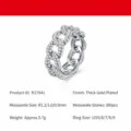 Bague d'éternité luxueuse en argent sterling 925 avec moissanite et maillons cubains - Taille US 5 / Moissanite 1.2 mm 360 Pierres
