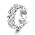 Anello eternity in argento S925 con moissanite scintillante a più file di pietre. - Taglia US 9 / Stile Pavé a Più File (R17301) / Argento