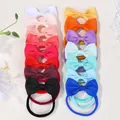 Assorted colorful grosgrain bow elastic hair bands for babies and toddlers 16pcs - Gorgeous Fourteen Colors (15D)