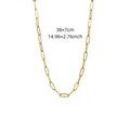 Collier en acier inoxydable plaqué or 18 carats avec marquage de taille détaillé - Collier Trombone Géométrique Doré / 38+7cm / Or