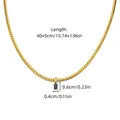 Collier chaîne serpent minimaliste en acier inoxydable plaqué or 18K avec pendentif - Chaîne Serpent Ronde Pendentif Strass Noir Dorée / 40+5cm (Pendentif 0.6x0.4cm) / Or