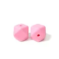 Paire de perles hexagonales en silicone rose de 17 mm pour bijoux DIY et colliers - 17mm / Rose Papillon