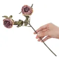 Lifelike artificial 2-head rose spray in vintage autumn purple for elegant home decor - Wine Red