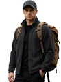 Dunkelgraue Outdoor-Fleecejacke für Herren mit Stehkragen und durchgehendem Reißverschluss - S / Oberteile / Schwarz