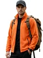 Leuchtend orangefarbene Fleecejacke für Herren mit Stehkragen und durchgehendem Reißverschluss - S / Oberteile / Orange